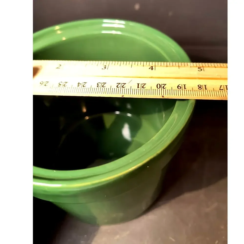 1870.  Green Ceramic Kitchen Cannister Medium with Air Sealing Grommet